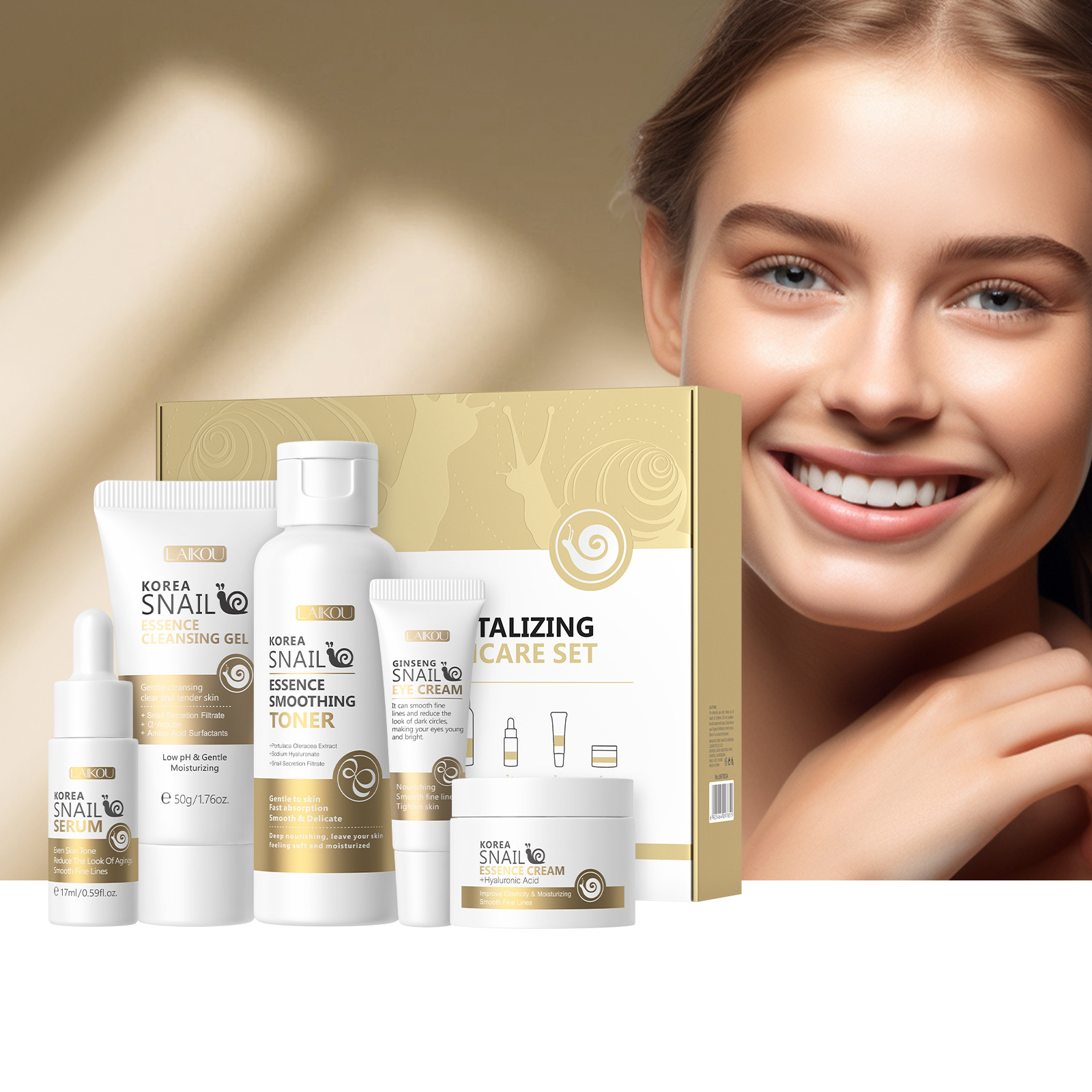 Essence Serum Toner - 5pcs Boxed Korea Slak Huidverzorging Set